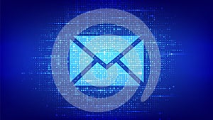 Message icon made with binary code. Email. Mail Communication. Online chat. Global networking. Digital binary data and streaming