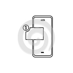 Message icon on phone, alert concept, vector illustration