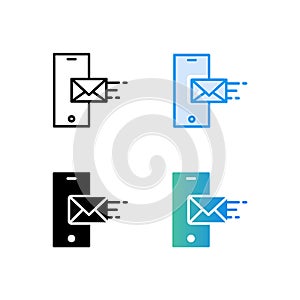 Message Icon in trendy flat style isolated on grey background