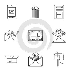 Message icons set, outline style