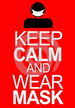 Message keep calm and wear mask to prevent Covid 19 in red colour