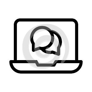 Message laptop vector thin line icon