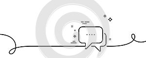 Message line icon. Chat comment sign. Speech bubble. Continuous line with curl. Vector