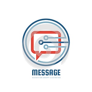 Message - logo template concept illustration. Speech bubble creative sign. Internet chat icon. Modern computer technology