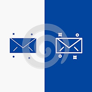 Message, Mail, Email Line and Glyph Solid icon Blue banner Line and Glyph Solid icon Blue banner