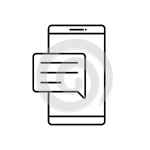 Message mobile phone line icon. Sms symbol, logo, smartphone app. Vector illustration