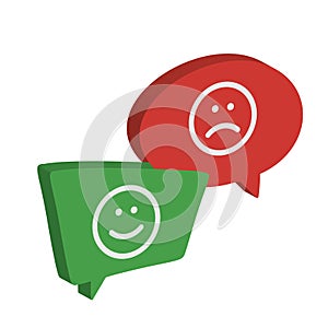 Message negative and positive icon bubble talk balloon