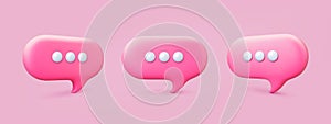 Message network 3d speech bubbles. Voice balloons emblems, text, comment or dialog clouds. Different talk boxes, vector thought
