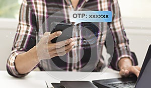 message One Time Password(OTP) alert on smartphone to confirm account