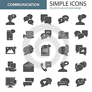 Message relation simple universal icons set for web and mobile design
