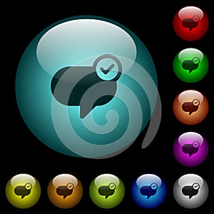 Message sent icons in color illuminated glass buttons