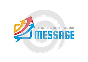 Message - speech bubbles with arrows vector business logo template concept illustration. Dialogue talking icon. Chat sign.