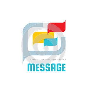 Message - speech bubbles vector logo concept illustration in flat style. Dialogue talking icon. Chat sign. Social media symbol.