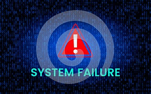 The message is a system failure against the background of the binary matrix code stream on the screen.