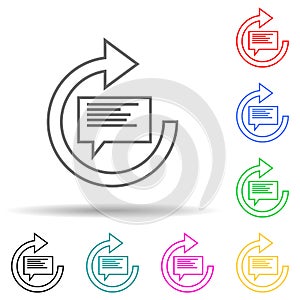 Message update multi color style icon. Simple thin line, outline vector of web icons for ui and ux, website or mobile
