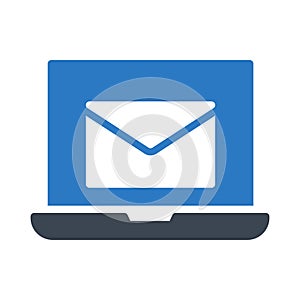 Message glyph color flat vector icon