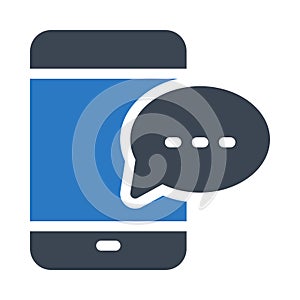 Message glyph color flat vector icon