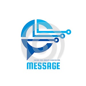 Message - vector logo template concept illustration. Speech bubble creative sign. Internet chat icon. Modern computer technology.