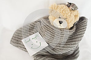 Messages card and teddy bear