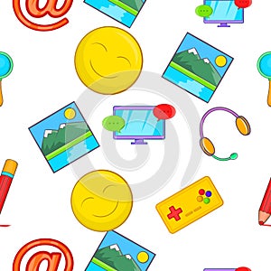 Messages over internet pattern, cartoon style