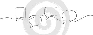Messages, speech bubble vector continuous line drawing icons. Hint, conversation icon.