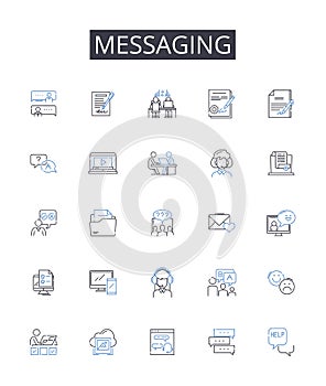 Messaging line icons collection. Chatting, Correspondence, Communicating, Texting, Emailing, Interacting, Exchanging