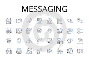 Messaging line icons collection. Chatting, Correspondence, Communicating, Texting, Emailing, Interacting, Exchanging