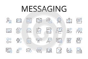 Messaging line icons collection. Chatting, Correspondence, Communicating, Texting, Emailing, Interacting, Exchanging