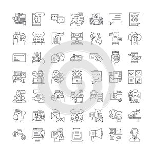 Messaging linear icons, signs, symbols vector line illustration set