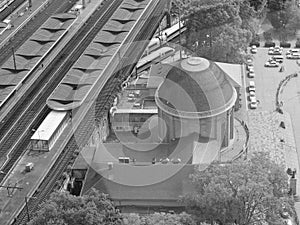 Messe Deutz station in Koeln, black and white photo