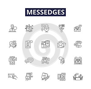 Messedges line vector icons and signs. Messing, Messed, Texting, Texts, Text, Miscommunication, Misunderstand