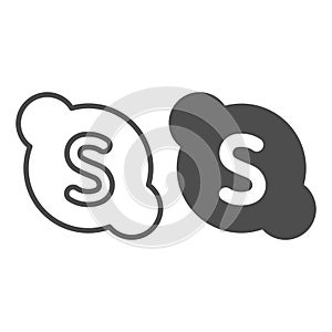 Messenger bubble line and solid icon, windows pack concept. Vector graphics. Message submitter program, communication
