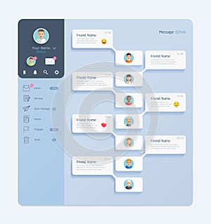 Messenger chat interface with dialogue window background mobile UI design concept