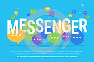 Messenger concept vector illustration of big letters with colour speech bubbles