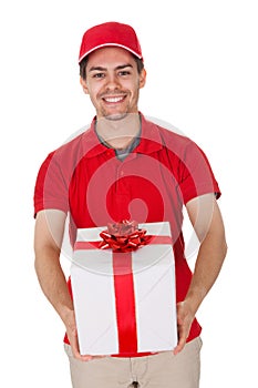 Messenger delivering a decorative gift