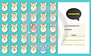 Messenger kakao talk Login Page and Dog Stickers photo