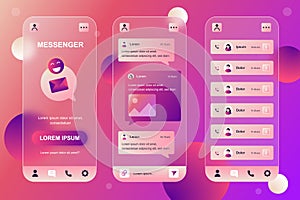 Messenger neumorphic elements kit for mobile app