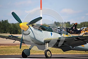 A Messerschmitt BF-109 fighter plane from World War II