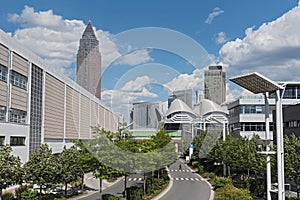 Messeturm frankfurt with the following exhibition grounds