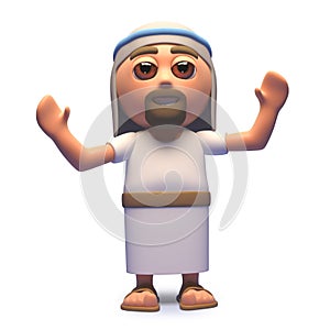 The messiah Jesus Christ cheering with joy, 3d illustration