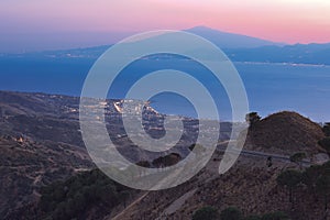 Messina strait after sunset