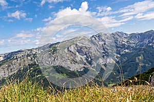 Messnerin - Alpine meadow with scenic view on the valley in Hochschwab region in  Austria.