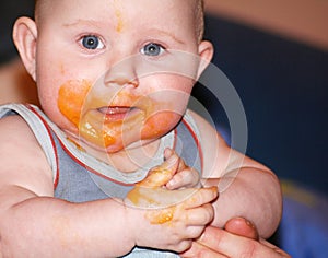 Messy baby after eating food