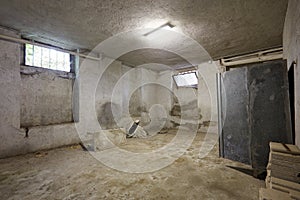 Messy basement in old house interior