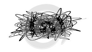 Messy black tangled scribble element.