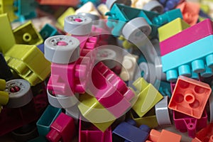 messy building toy block made of plastic