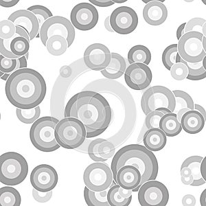 Messy colorful dots on white background.  Festive seamless pattern with circles, round shapes.