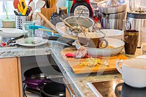 Messy and dirty kitchen - Compulsive Hoarding Syndrom photo