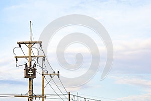 The Messy electrical cables and wires on electric pole