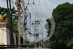 messy electrical and telephone cables